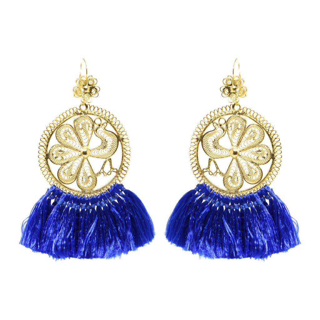 Calenda Blue Filigree Earrings