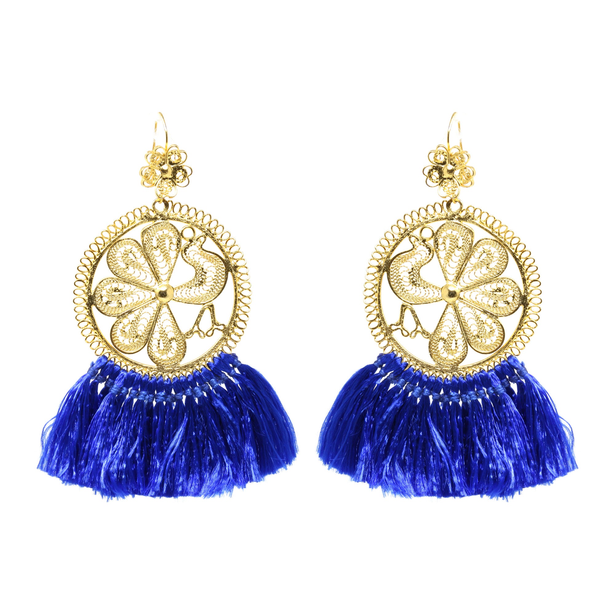 Calenda Blue Filigree Earrings