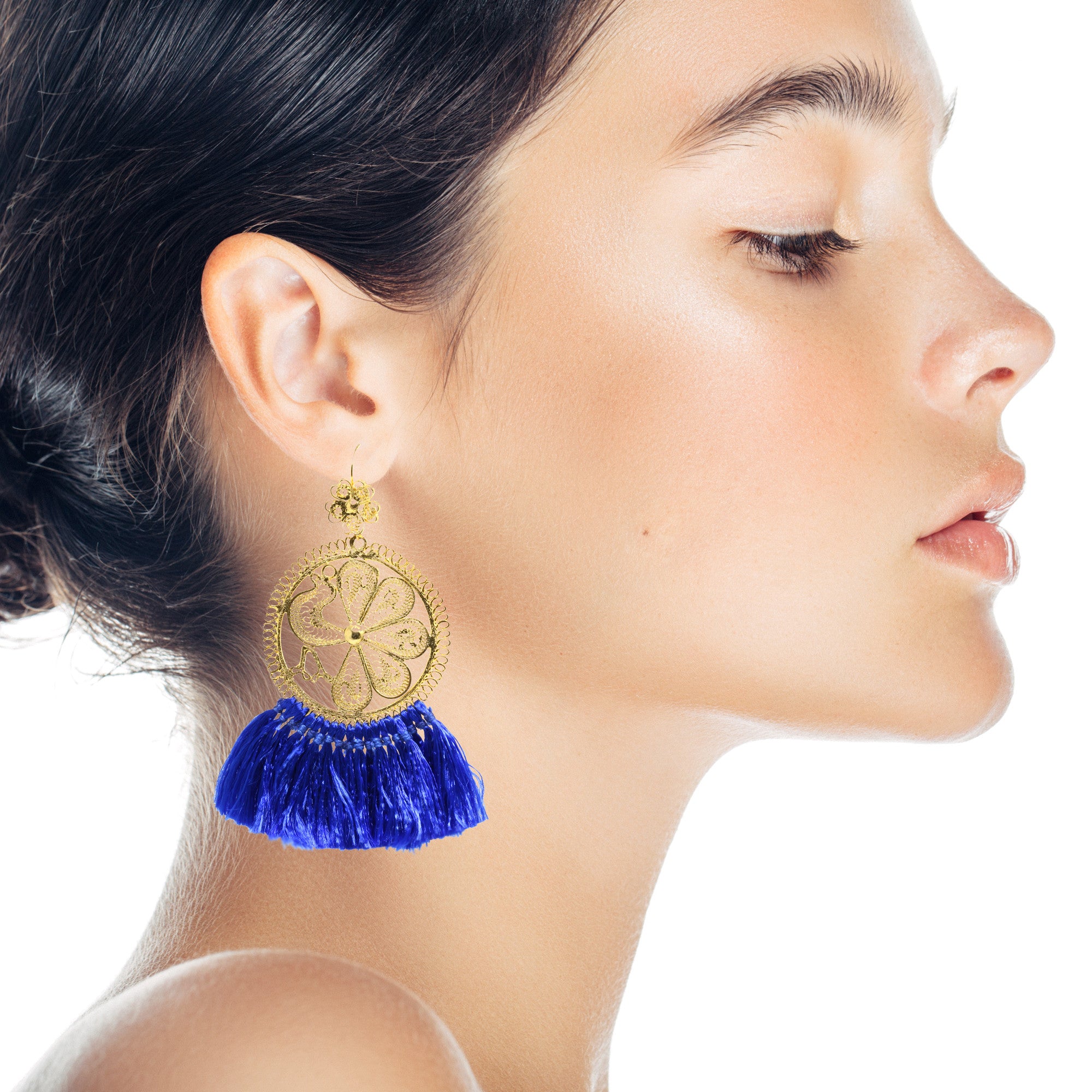 Calenda Blue Filigree Earrings