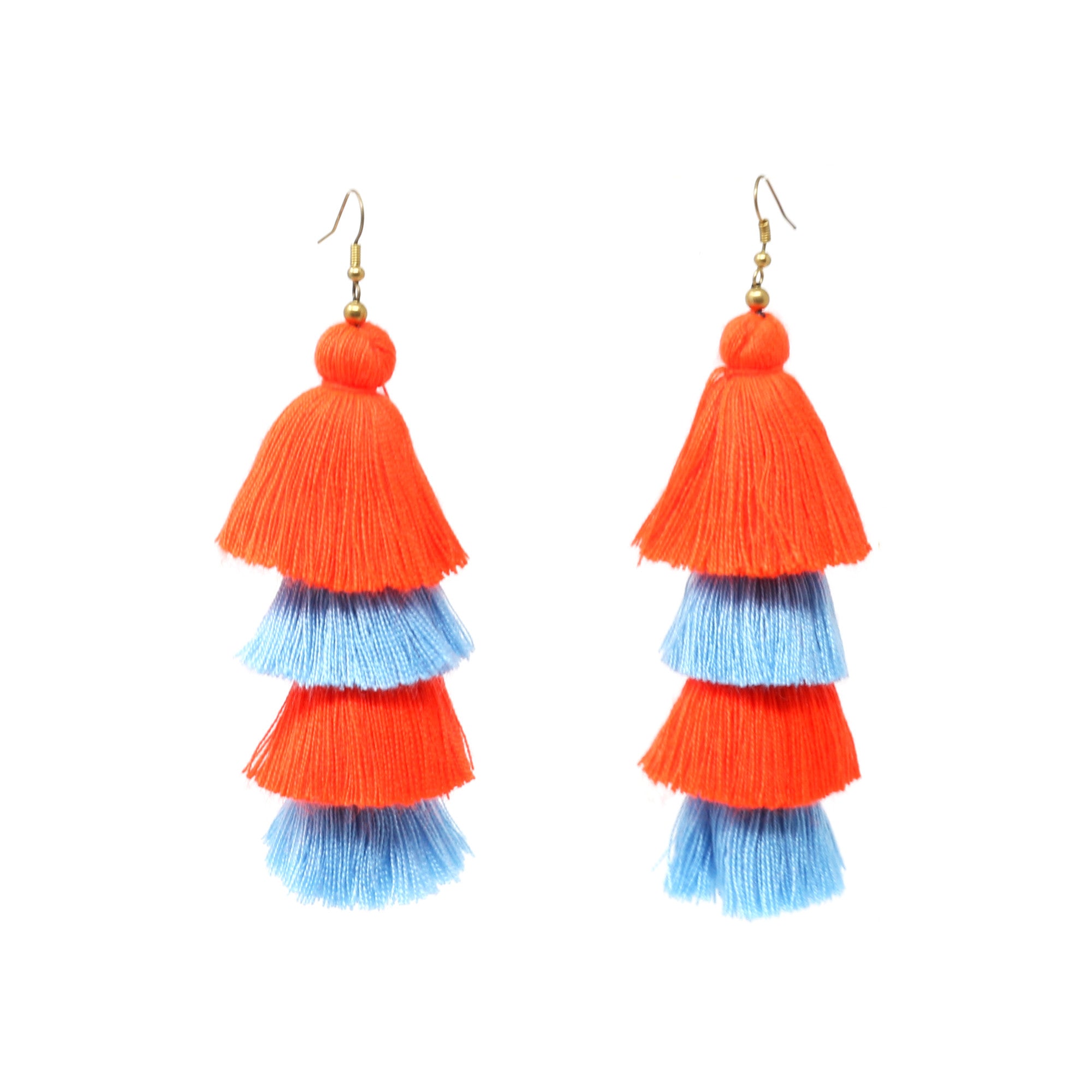 Ixtapa Blue and Orange Tassel Earrings