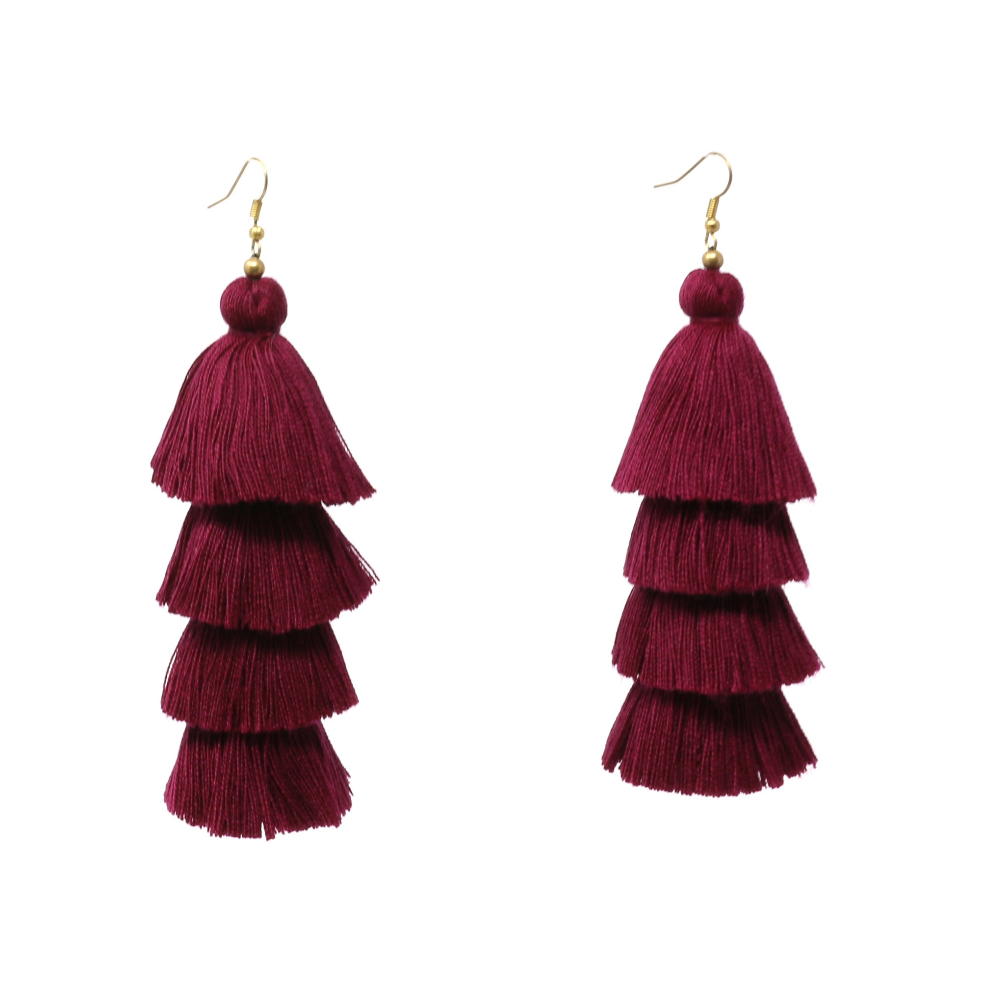 Ixtapa Burgundy Tassel Earrings