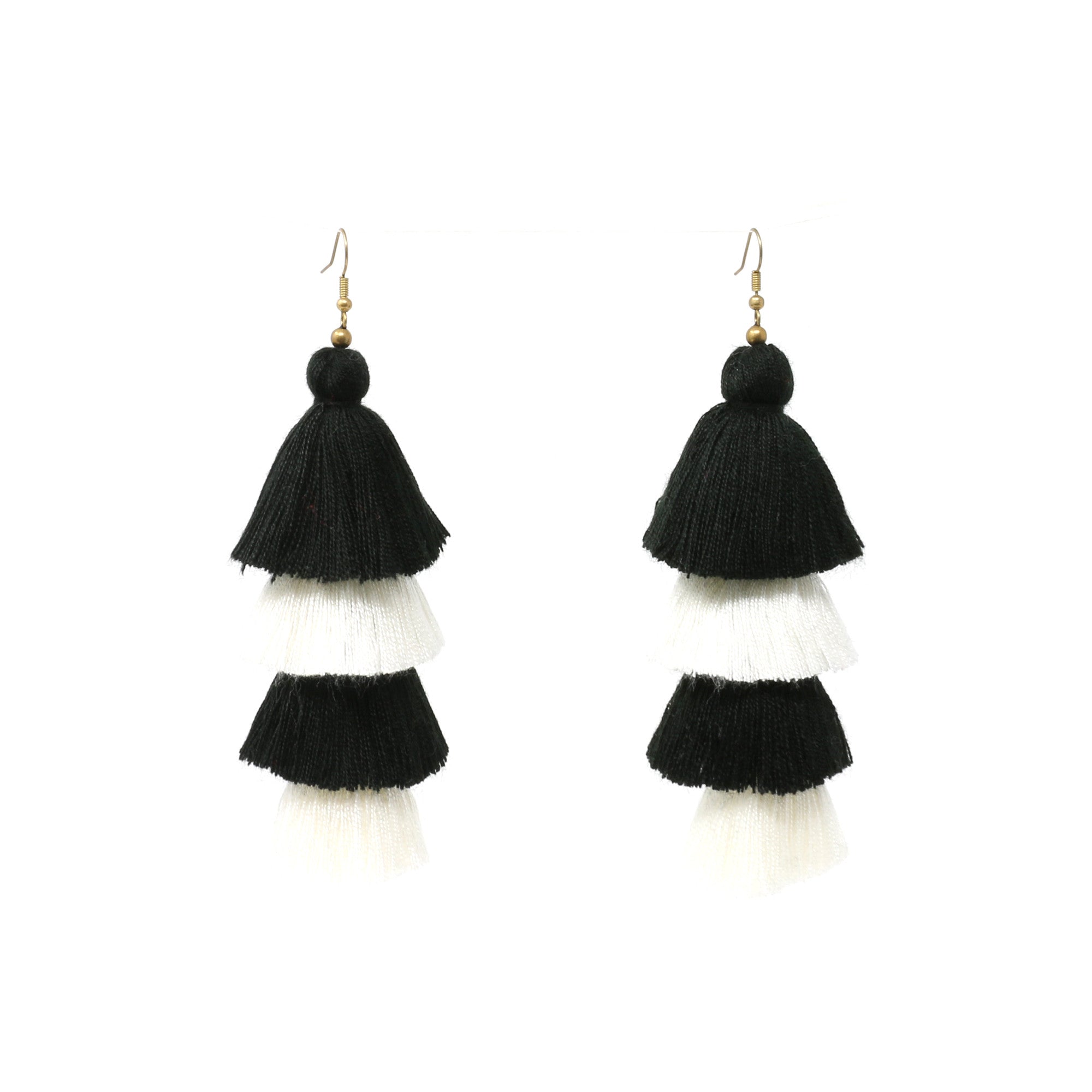 Ixtapa Black and White Tassel Earrings