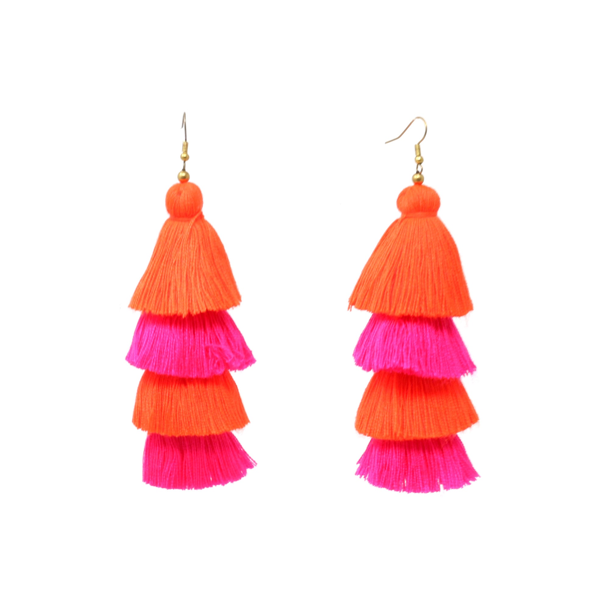 Ixtapa Pink and Orange Tassel Earrings