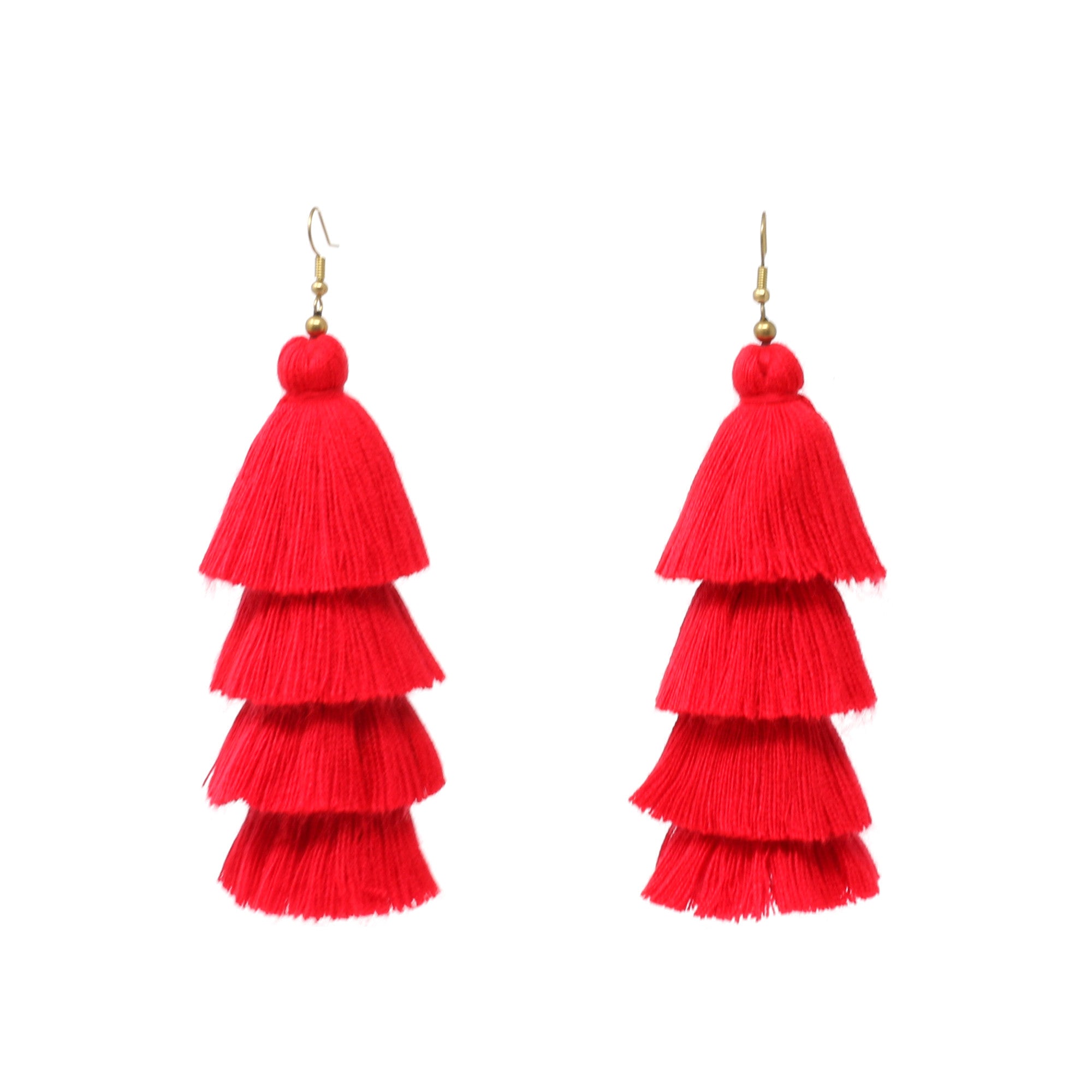 Ixtapa Red Tassel Earrings